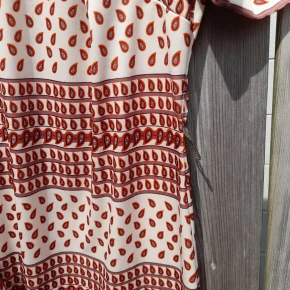Vintage 60s 70s Dress Paisley Brown Orange Retro 40" Bust 36" Waist - Picture 10 of 15